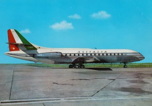 Pocztówka samolot Caravelle - Alitalia