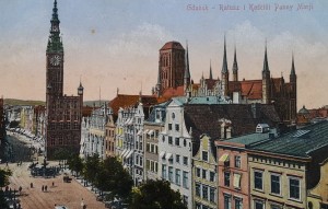 Pocztówka Gdańsk - Ratusz i Kościół Panny Marji