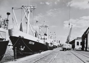 Pocztówka Szczecin - W porcie - m/s Krutynia - fot. J. Korpal