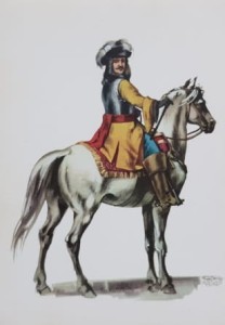 Pocztówka Wojsko Polskie w czasach Sobieskiego (1674-1696) - Generał artylerii koronnej - graf. Maria Orłowska-Gabryś