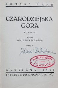 Mann - Czarodziejska góra tom IV - wyd. 1930