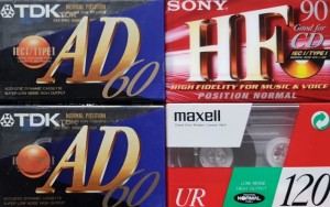 Kasety magnetofonowe: 2 x TDK AD-60EA, 1 x Sony C-90HFC, 1 x Maxell UR 120