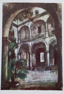 Pocztówka Kraków - Dziedziniec Collegium Juriducum - il. J. M. Szancer
