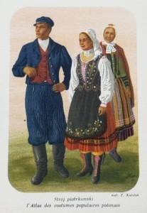 Pocztówka - Strój piotrkowski - il. J. Karolak