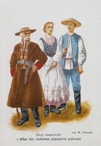 Pocztówka - Strój rzeszowski - il. M. Orłowska