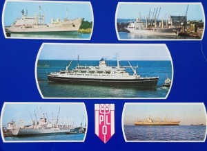 Pocztówka POL Polskie Linie Oceaniczne - ms. Siemiatycze, ms. Władysławowo, tss Stefan Batory, ms. Eugeniusz Kwiatkowski, ms. Franciszek Zubrzycki