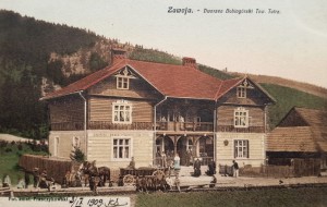Pocztówka Zawoja - Dworzec Babiogórski