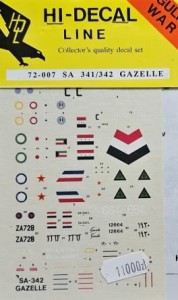 HDL 72-007 - SA 341/342 Gazelle - kalkomania 1:72