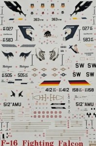 Travers 72-037 - F-16 Fighting Falcon - kalkomania 1:72