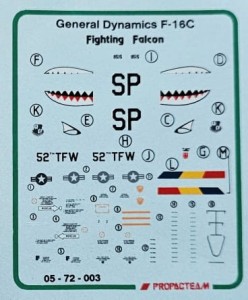 Propacteam 05-72-003 - General Dynamics F-16C Fighting Falcon - kalkomania 1:72