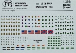 Verlinden 383 - US Uniform Badges WWII-1988 / kalkomania 1:35