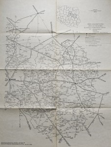 Mapa schematyczna sieci autobusowej 1989/90 - woj. ciechanowskie, płockie, siedleckie, stołeczne warszawskie