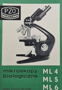PZO Polskie Zakłady Optyczne - Mikroskop biologiczny ML4, ML5, ML5 - folder reklamowy z PRL-u