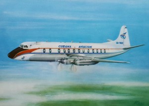 Pocztówka samolot Vickers Viscount - Cubana