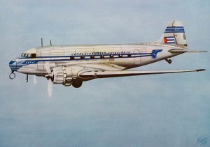 Pocztówka samolot Douglas DC-3 - Cubana